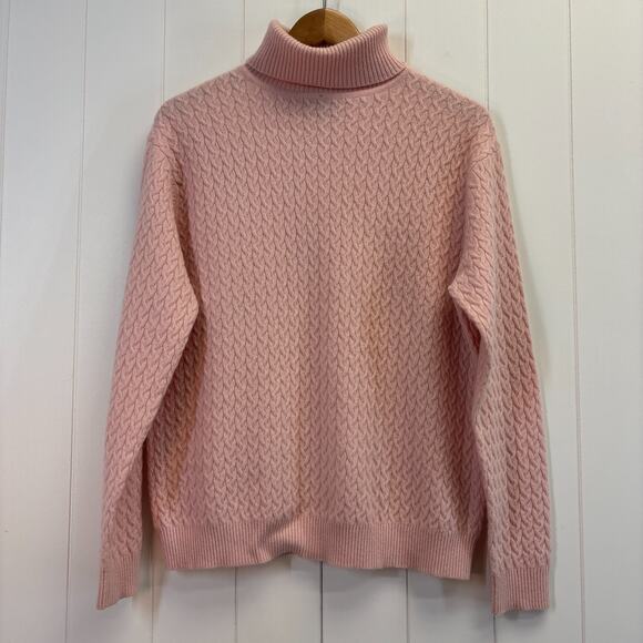Kirkland Womens Cashmere Cableknit Quiet Luxury Turtleneck Sweater Size L Pink - Picture 1 of 9